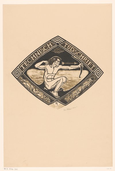 Omslagsdesign for: Technical Magazine, 1914 av Richard Nicolaüs Roland Holst (signed by artist)