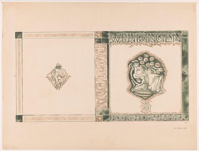 Omslagsdesign for: Wendingen, Treskjærerutgave, 1919 av Richard Nicolaüs Roland Holst (signed by artist)