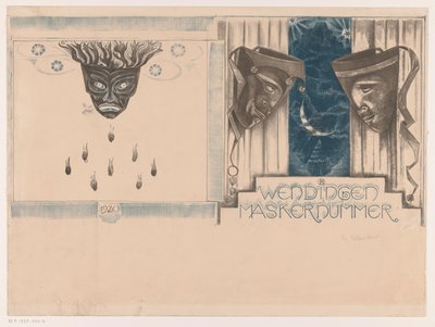 Omslagsdesign for: Twists, Mask Number, 1920 av Richard Nicolaüs Roland Holst (signed by artist)