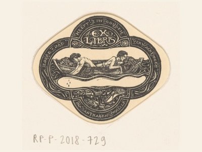 Ex libris av Ina van Eibergen Santahagens-Waller Hver dag har sine gylne forventninger (tittel på objekt) av Richard Nicolaüs Roland Holst