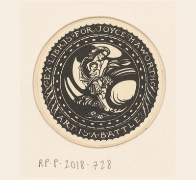 Ex libris av Joyce Haworth Kunst er en kamp (tittel på objekt) av Richard Nicolaüs Roland Holst