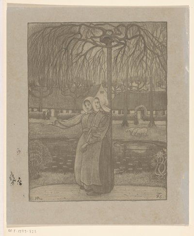 Husjenter ved en dam av Richard Nicolaüs Roland Holst