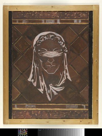 Leder av Justitia med bind for øynene; design for figuren til marmordekorasjonen i Høyesterett i Haag av Richard Nicolaüs Roland Holst