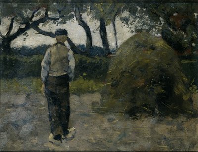 En bonde som står i nærheten av en høystabel av Richard Nicolaus Holst Roland