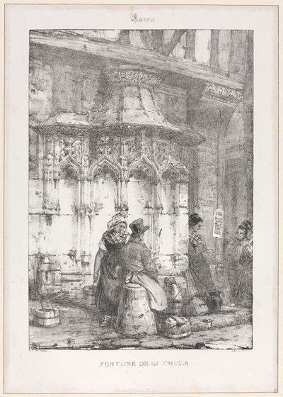 Arkitektoniske rester og fragmenter: Rouen - La Crosse-fontenen av Richard Parkes Bonington