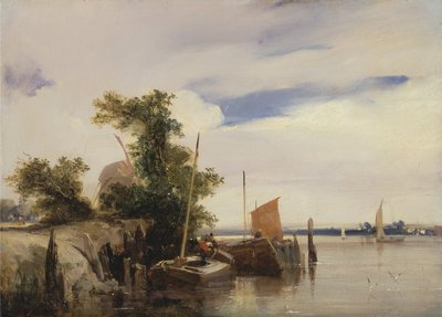 Lektere på en elv av Richard Parkes Bonington