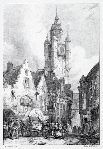 Bergues: Markedstårnet, 1824. av Richard Parkes Bonington