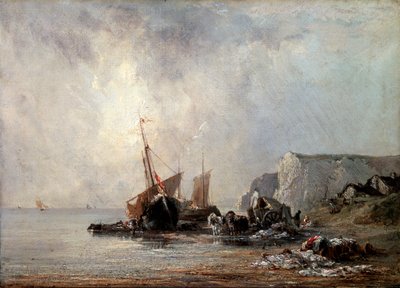 Båter ved Normandie-kysten, 1823. av Richard Parkes Bonington