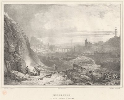 Edinburgh sett fra kapellet St. Anthony av Richard Parkes Bonington