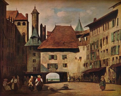 La Place du Molard, Genève, c1830 av Richard Parkes Bonington