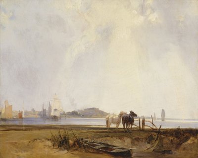 Landskap nær Quilleboeuf, Frankrike, ca. 1824-25 (olje på lerret) av Richard Parkes Bonington