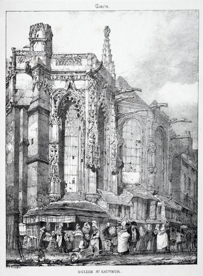Rester og fragmenter av arkitektur fra middelalderen: St. Sauveur kirke, Caën av Richard Parkes Bonington