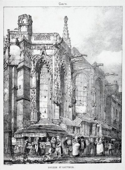 Rester og fragmenter av arkitektur fra middelalderen: St. Sauveur kirke, Caën av Richard Parkes Bonington
