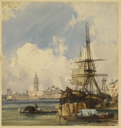Riva degli Schiavoni, nær San Biagio, Venezia av Richard Parkes Bonington