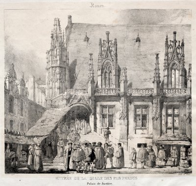 Rouen: Inngang til Salle des Pas Perdus, Palais du Justice, 1824. av Richard Parkes Bonington