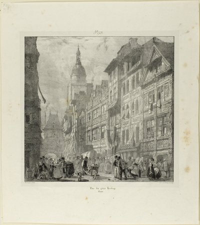 Gros Clock Street av Richard Parkes Bonington