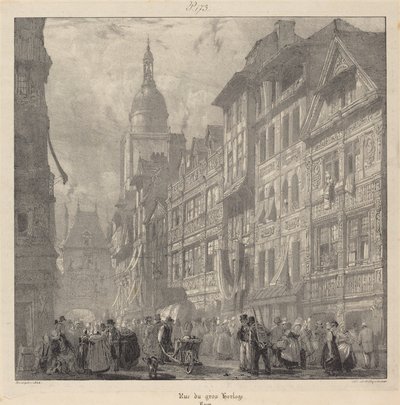 Rue du Gros-Horloge, Rouen av Richard Parkes Bonington