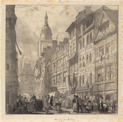Rue du Gros-Horloge, Rouen av Richard Parkes Bonington