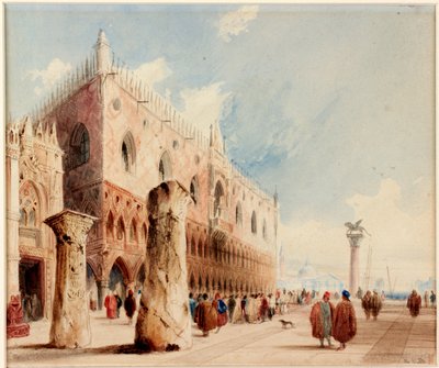 Scene i Venezia (Ducal Palace) (akvarell og blekk på papir (limt om bord)) av Richard Parkes Bonington