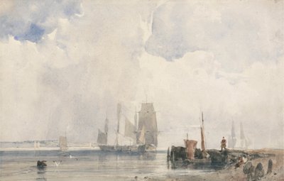 Frakt i en elvemunning, sannsynligvis i nærheten av Quilleboeuf av Richard Parkes Bonington