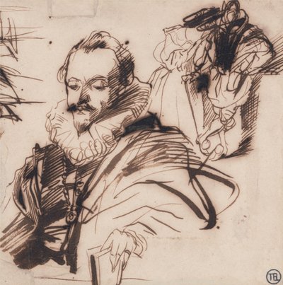 Studie av en herre i drakt fra 1600-tallet av Richard Parkes Bonington