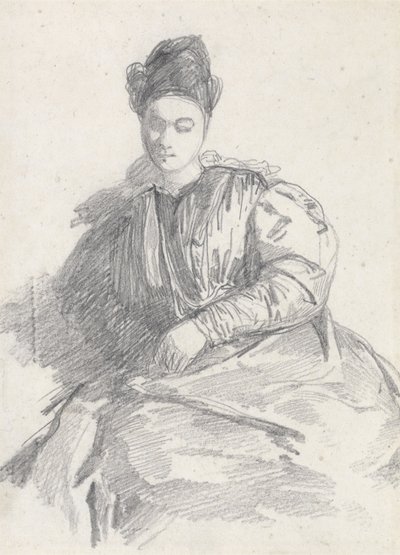 Studie av en sittende kvinne (grafitt på papir) av Richard Parkes Bonington