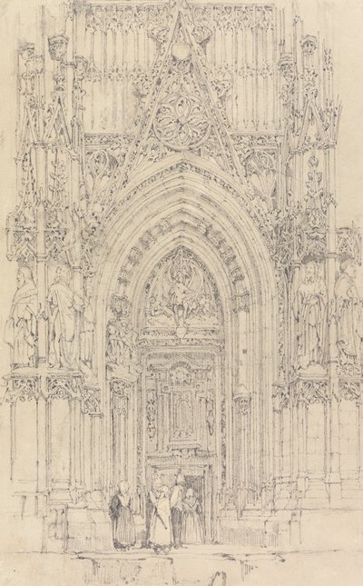 The Church of St. Wulfran, Abbeville: The North Door of the West Front av Richard Parkes Bonington