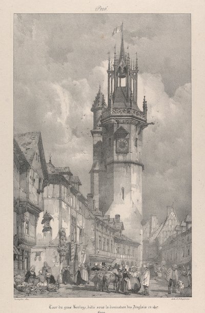 Gros Horloge Tower, Batie under engelsk dominans i 1417 av Richard Parkes Bonington