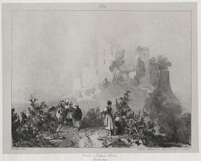 Pittoreske og romantiske reiser i det gamle Frankrike, Franche-Comté: Ruinene av slottet Arlay av Richard Parkes Bonington