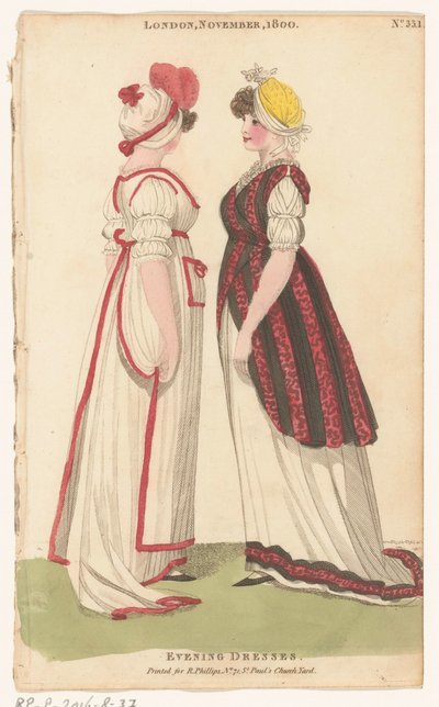 Magazine of Female Fashions of London and Paris, London, november 1800, nr. 33.1: Evening Dresses av Richard Phillips