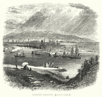 Aberdeen Harbour (gravering) av Richard Principal (after) Leitch