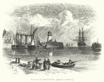 Holyhead Harbor (gravering) av Richard Principal (after) Leitch