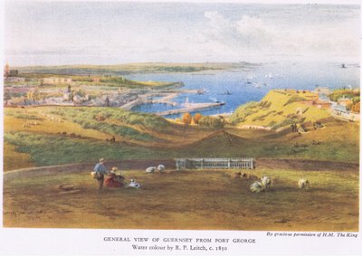 Generell utsikt over Guernsey fra Port George, 1945 av Richard Principal Leitch