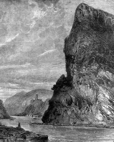 Loreley rock, nær St Goarshausen, Tyskland, 1800-tallet av Richard Principal Leitch