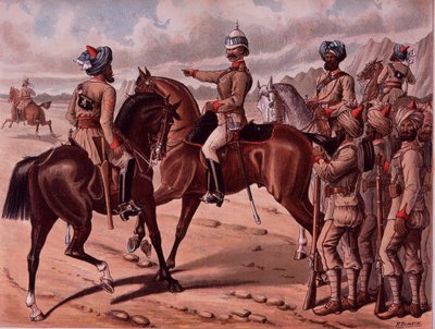 The Corps of Guides, ca. 1895 (farge litho) av Richard Simkin