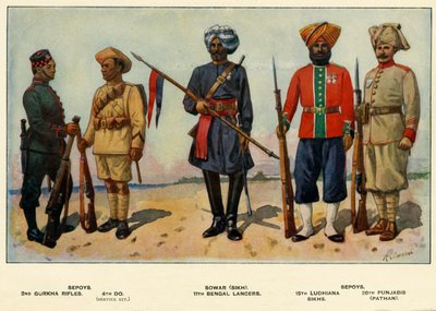 Typer av den indiske hæren, 1919. av Richard Simkin