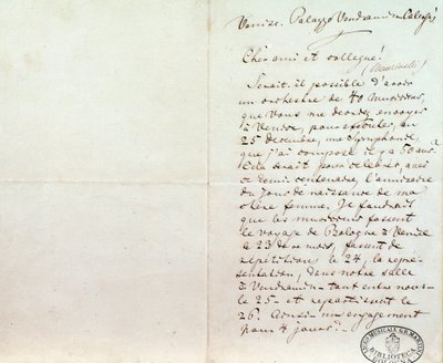 Håndskrevet brev fra Richard Wagner til Luigi Mancinelli, 10. desember av Richard Wagner