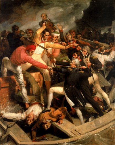 Nelson i konflikt med en spansk sjøsetting, juli 1797 av Richard Westall