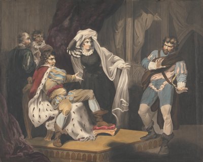 Teaterfigurer om en trone av Richard Westall