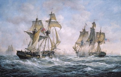 Handling mellom U.S. Sloop-of-War Wasp og H.M. Brig-of-War Frolic, 1812 av Richard Willis