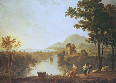 Omfattende kystlandskap om kvelden (olje på lerret) av Richard Wilson