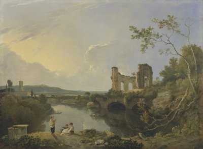 Italiensk landskap (morgen), ca. 1760-65 (olje på lerret) av Richard Wilson