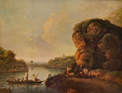 Landskap, med elv og båter, c1758, 1938 av Richard Wilson
