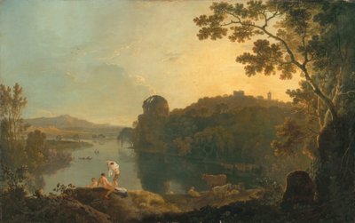 Elvescene: badende og storfe, ca. 1763-65 (olje på lerret) av Richard Wilson