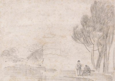 Ruined Temple of Minerva?, To figurer på elvebredden av Richard Wilson