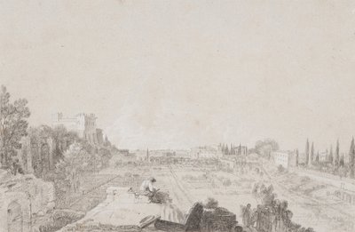 The Circus of Flora, Roma (blyant med hvit forhøyning på papir) av Richard Wilson