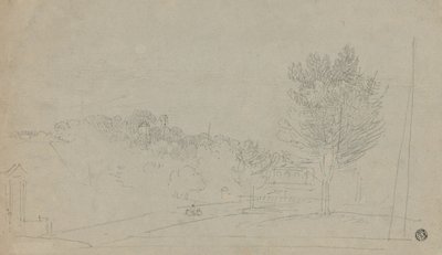 Utsikt over Wilson House and Gardens (recto); Utsikt over Wilson House and Gardens (verso) av Richard Wilson