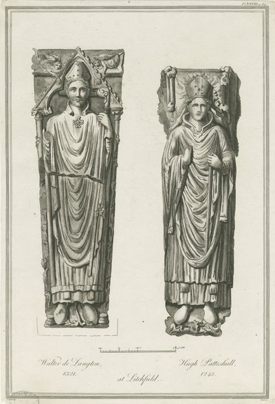 Lichfield Cathedral - Effigies of Walter de Langton and Hugh de Patteshull: gravering, nd [1748-1817] (trykk) av Richard Woollett Basire