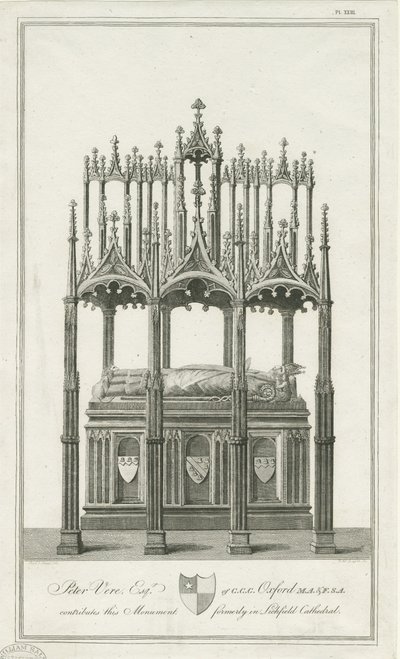 Lichfield Cathedral - Monument til biskop Blythe: gravering, nd [1762-1798] (trykk) av Richard Woollett Basire