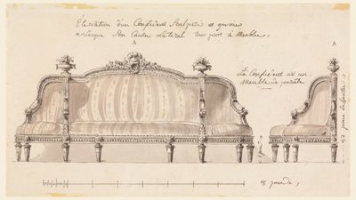Tegning, design for en selvsikker, ca. 1780 av Richard de Lalonde
